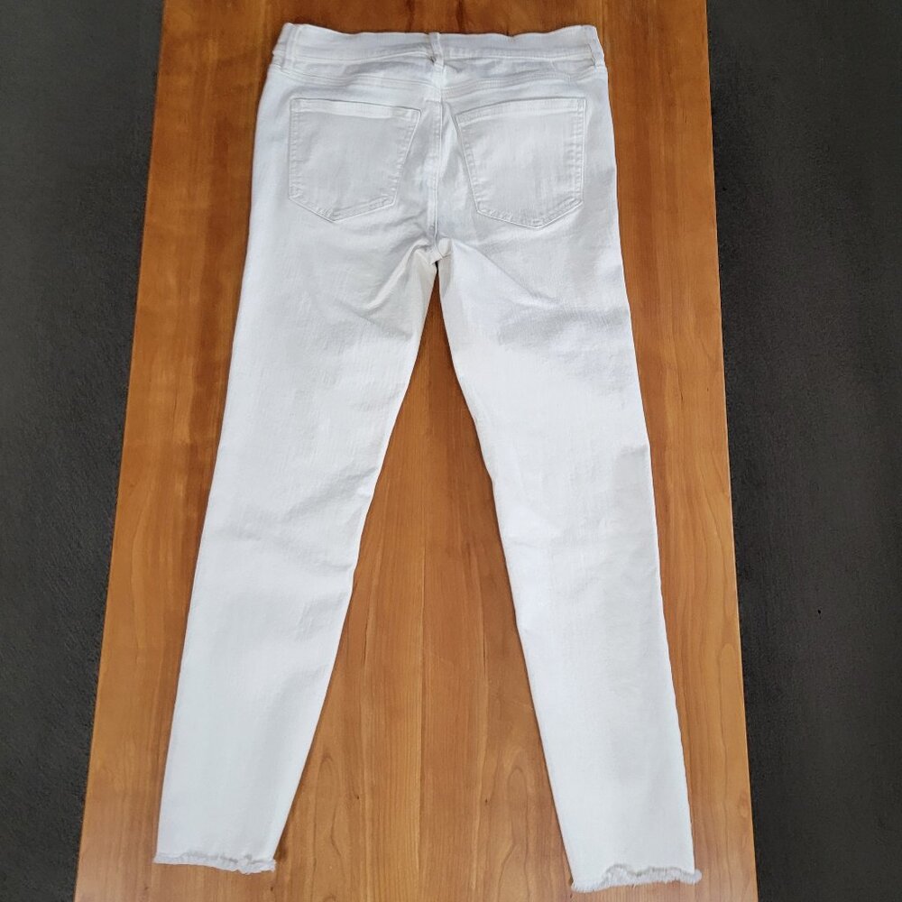 Ann Taylor Ivory Raw Hem Stretch Denim Mid-Rise Skinny Jeans - 4 - Picture 3 of 8